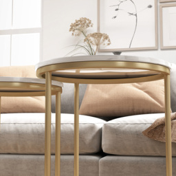 HOMCOM White and Gold Metal Frame Nesting Coffee Table Set of 2 - Size: 55 x 45 x 45cm - Orange - Wilko - thumbnail 5