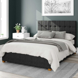 Aspire Sinatra King Size Ebony Malham Weave Ottoman Bed - Black - Aspire Beds - Wilko