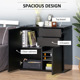 Portland 2 Door 2 Drawer Black High Gloss Sideboard - Wilko - thumbnail 6