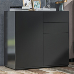 Portland 2 Door 2 Drawer Black High Gloss Sideboard - Wilko - thumbnail 1