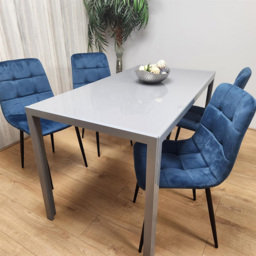 Kosy Koala 4 Seater Glass and Velvet Dining Set Grey and Blue - Portland - Wilko - thumbnail 5