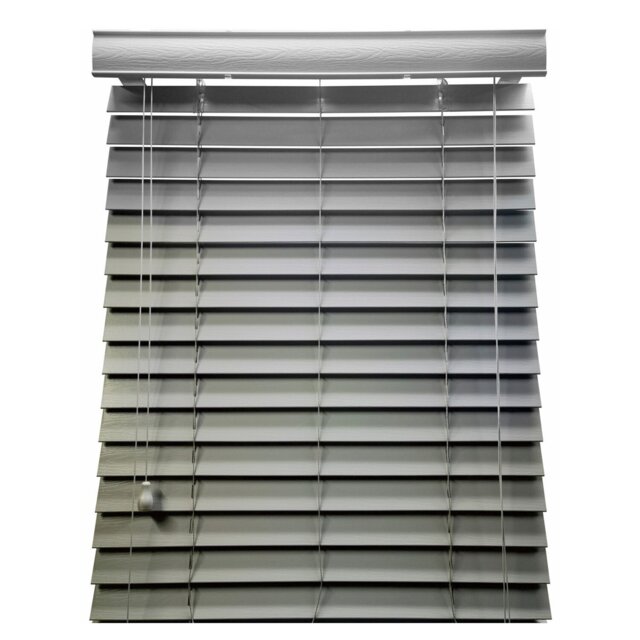 Wood Effect Venetian Blind 50mm - Grey/90cm - Wilko
