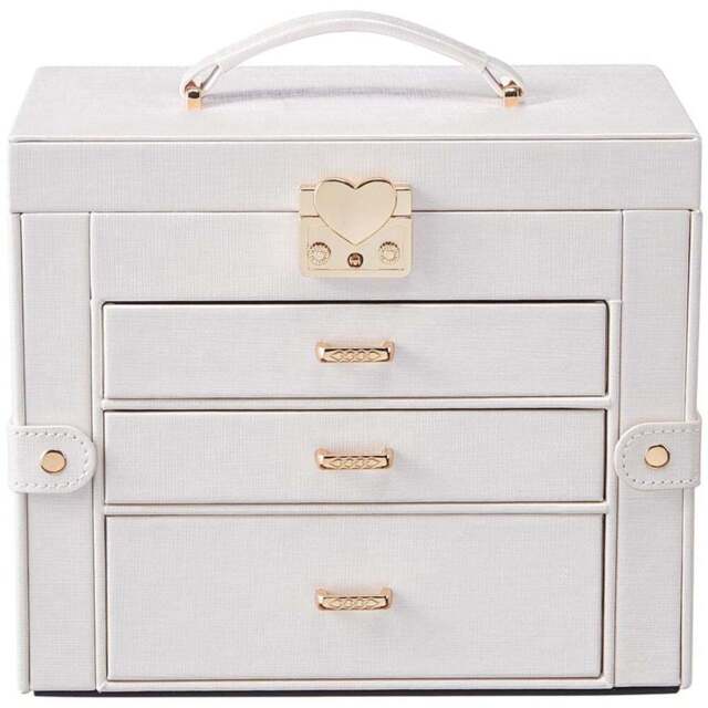 H&O Direct 3 Drawer White Jewellery Box - Size: 21.5 x 25.5 x 16cm - Wilko - image 1