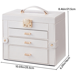 H&O Direct 3 Drawer White Jewellery Box - Size: 21.5 x 25.5 x 16cm - Wilko - thumbnail 6
