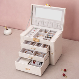 H&O Direct 3 Drawer White Jewellery Box - Size: 21.5 x 25.5 x 16cm - Wilko - thumbnail 3