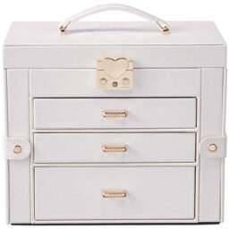H&O Direct 3 Drawer White Jewellery Box - Size: 21.5 x 25.5 x 16cm - Wilko