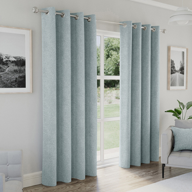 Enhanced Living Austin Blue Plain Thermal Blackout Eyelet Curtains 117 x 229cm - Size: W 117 x D 229cm - Wilko - image 1