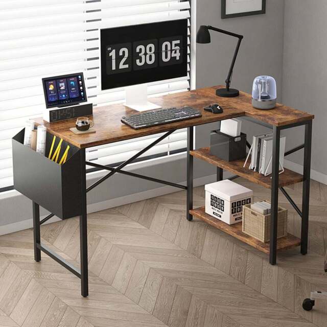 Lotus 2 Adjustable Shelve L Shaped Corner Computer Desk Brown - Size: 74 x 120 x 75cm - MCC - Wilko - image 1