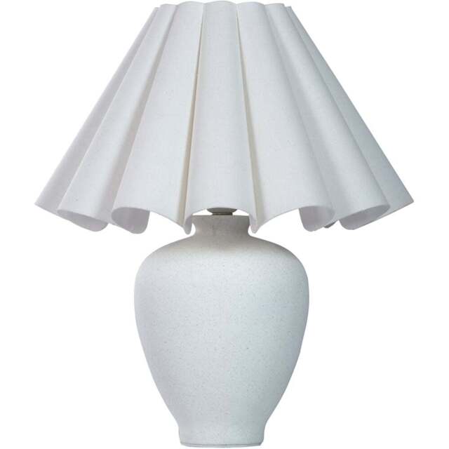 Lighting Collection Ceramic Lamp with Scallop Edge Shade - Size: 42 x 36 x 36cm - White - Wilko - image 1