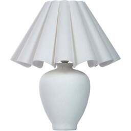 Lighting Collection Ceramic Lamp with Scallop Edge Shade - Size: 42 x 36 x 36cm - White - Wilko