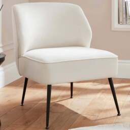GFW Ava Natural Soft Velvet Accent Chair - Size: Single - Cream - Wilko - thumbnail 1