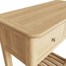 FWStyle 2 Drawer Single Shelf Natural Oak Ash Veneer Hallway Console Table - Size: 80 x 70 x 30cm - Wilko - thumbnail 6