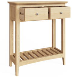 FWStyle 2 Drawer Single Shelf Natural Oak Ash Veneer Hallway Console Table - Size: 80 x 70 x 30cm - Wilko - thumbnail 5