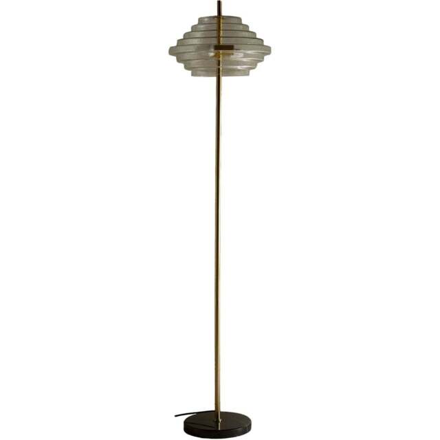 Kliving Aspen Tiered Clear Glass Brass Floor Lamp - Size: 150 x 35 x 35cm - Gold - Wilko - image 1