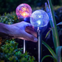 Garden Mile 4 Pack Multicolour Crackle Ball Solar LED Stake Light - Size: 38 x 8 x 8cm - Wilko - thumbnail 3
