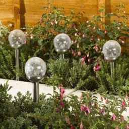 Garden Mile 4 Pack Multicolour Crackle Ball Solar LED Stake Light - Size: 38 x 8 x 8cm - Wilko - thumbnail 6