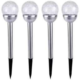 Garden Mile 4 Pack Multicolour Crackle Ball Solar LED Stake Light - Size: 38 x 8 x 8cm - Wilko