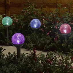 Garden Mile 4 Pack Multicolour Crackle Ball Solar LED Stake Light - Size: 38 x 8 x 8cm - Wilko - thumbnail 4