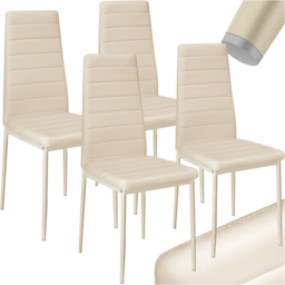 tectake Set of 4 Beige High Backrest Padded Dining Chair - Cream - Wilko - thumbnail 3