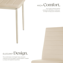 tectake Set of 4 Beige High Backrest Padded Dining Chair - Cream - Wilko - thumbnail 6