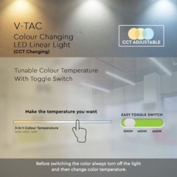 V-TAC 40W 3 in 1 Black LED Linear Hanging Suspension Light - Size: 119.7 x 5 x 6.5cm - Wilko - thumbnail 5