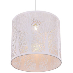 Happy Homewares Matt White Metal Forest Design Ceiling Pendant Shade - Size: 25 x 23 x 23cm - Wilko - thumbnail 3