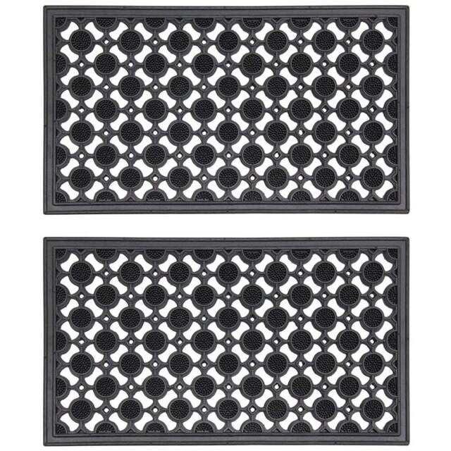 JVL Elipses Rubber Scraper Door Mat 40 x 70cm 2 Pack - Black - JVL Homewares - Wilko - image 1
