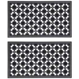JVL Elipses Rubber Scraper Door Mat 40 x 70cm 2 Pack - Black - JVL Homewares - Wilko - thumbnail 1