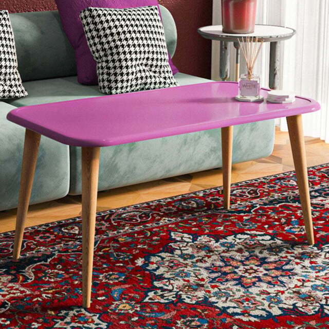 Decorotika Bohemia Murdum Coffee Table with Solid Wood Legs - Size: 48.5 x 89.5 x 46.5cm - Pink - Wilko - image 1