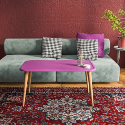 Decorotika Bohemia Murdum Coffee Table with Solid Wood Legs - Size: 48.5 x 89.5 x 46.5cm - Pink - Wilko - thumbnail 5