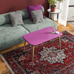 Decorotika Bohemia Murdum Coffee Table with Solid Wood Legs - Size: 48.5 x 89.5 x 46.5cm - Pink - Wilko - thumbnail 6