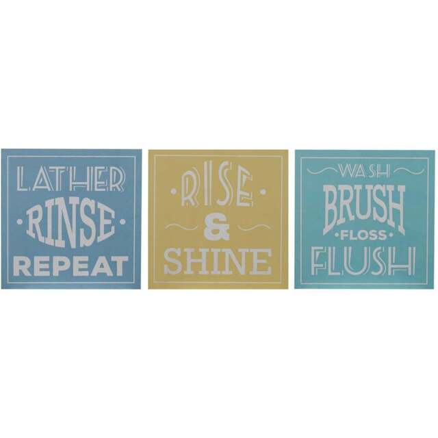 Premier Housewares Bathroom Wall Plaques Set of 3 - Size: 20 x 1 x 20cm - Multi - Wilko - image 1