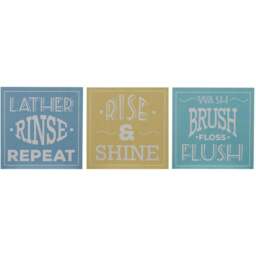 Premier Housewares Bathroom Wall Plaques Set of 3 - Size: 20 x 1 x 20cm - Multi - Wilko - thumbnail 1