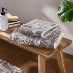 furn. Everybody Turkish Cotton Jacquard Grey Hand Towel - Size: 50 x 85cm - Wilko - thumbnail 3