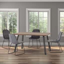 Seconique Quebec Medium Oak Effect Straight Edge 4 Seater Lukas Dining Set Grey - Wilko - thumbnail 1