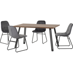 Seconique Quebec Medium Oak Effect Straight Edge 4 Seater Lukas Dining Set Grey - Wilko - thumbnail 3