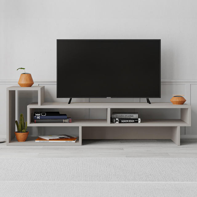 Decortie Tetra Mocha Grey Multimedia Centre TV Unit with Shelves - Size: 42.0  x 136.5  x 40.0 cm - Wilko - image 1