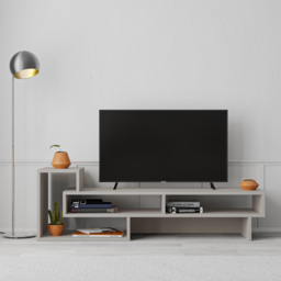 Decortie Tetra Mocha Grey Multimedia Centre TV Unit with Shelves - Size: 42.0  x 136.5  x 40.0 cm - Wilko - thumbnail 7