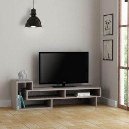 Decortie Tetra Mocha Grey Multimedia Centre TV Unit with Shelves - Size: 42.0  x 136.5  x 40.0 cm - Wilko - thumbnail 6
