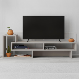 Decortie Tetra Mocha Grey Multimedia Centre TV Unit with Shelves - Size: 42.0  x 136.5  x 40.0 cm - Wilko - thumbnail 1