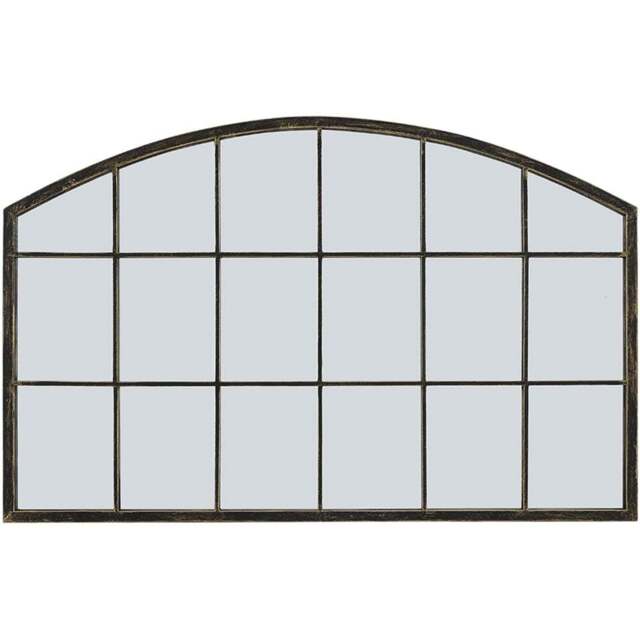 Living and Home Bronze Arched Wall Mirror with Metal Frame - Size: 70.5 x 110 x 2cm - Brown - Wilko - image 1