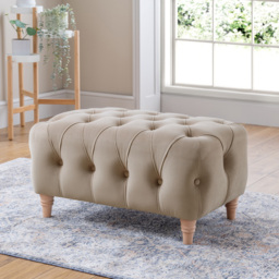 Elsie Chesterfield Putty Plush Velvet Footstool - Size: 41 x 76 x 53cm - Grey - Wilko - thumbnail 4