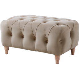 Elsie Chesterfield Putty Plush Velvet Footstool - Size: 41 x 76 x 53cm - Grey - Wilko - thumbnail 3