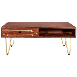 Brooklyn Ozella Single Drawer Single Shelf Dark Gold Coffee Table - Brown - Wilko - thumbnail 4
