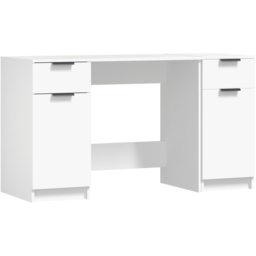 vidaXL 2 Door 2 Drawer Computer Desk White - Size: 75 x 133.5 x 50cm - Wilko - thumbnail 3