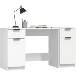 vidaXL 2 Door 2 Drawer Computer Desk White - Size: 75 x 133.5 x 50cm - Wilko - thumbnail 5