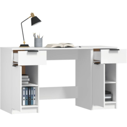 vidaXL 2 Door 2 Drawer Computer Desk White - Size: 75 x 133.5 x 50cm - Wilko - thumbnail 4