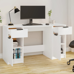 vidaXL 2 Door 2 Drawer Computer Desk White - Size: 75 x 133.5 x 50cm - Wilko - thumbnail 1