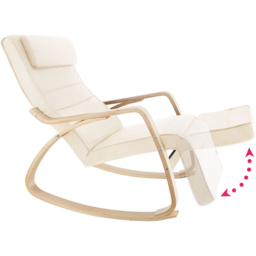 tectake Onda Beige Rocking Chair with Adjustable Footrest - Size: Single - Cream - Wilko - thumbnail 7