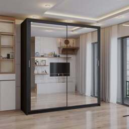 Sliding Wardrobes 4U 2 Sliding Door Black Full Length Mirrored Wardrobe 90cm - Size: 2 Door - Wilko - thumbnail 4